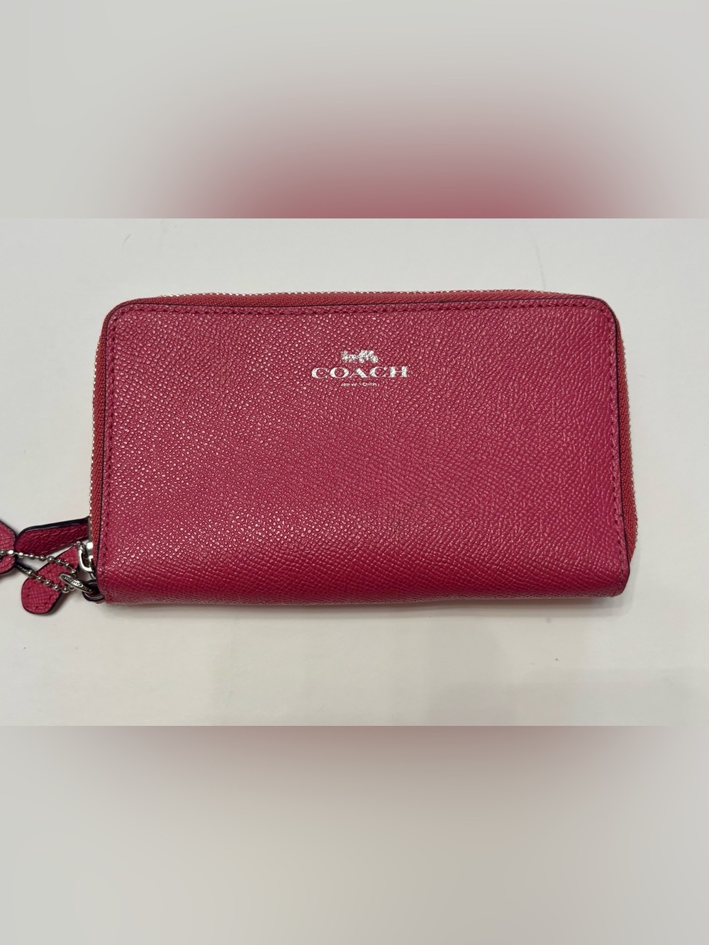 Coach Hot Pink Saffiano Zip Wallet